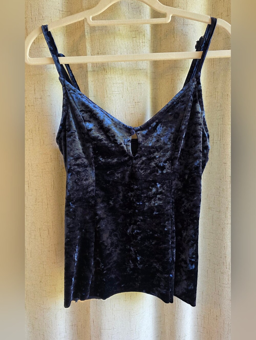 Kendall & Kylie Crushed Velvet Cami in Navy Blue